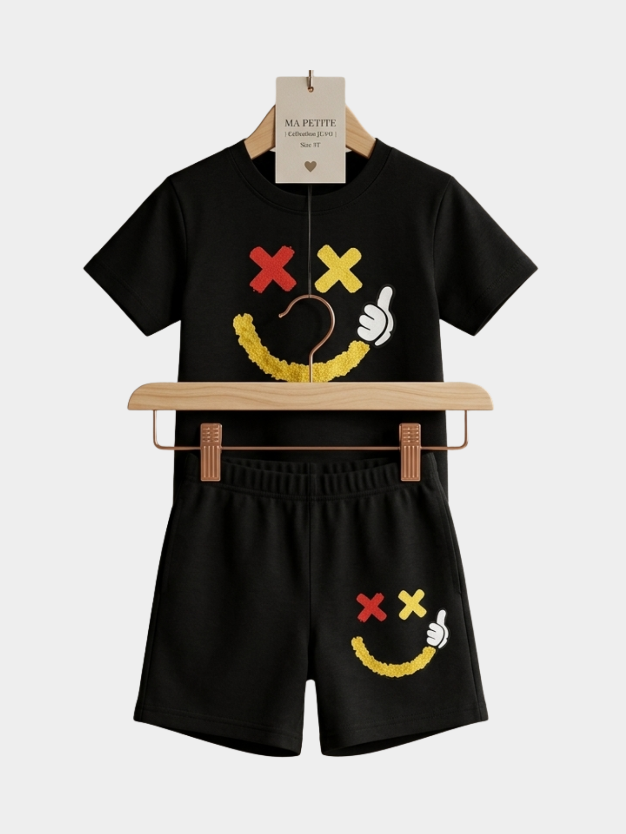 Blue Colour-Block T-Shirt & Shorts Set