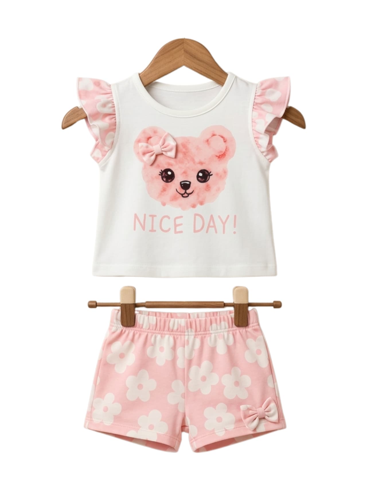 Nice Day Bear Print Outfit Set