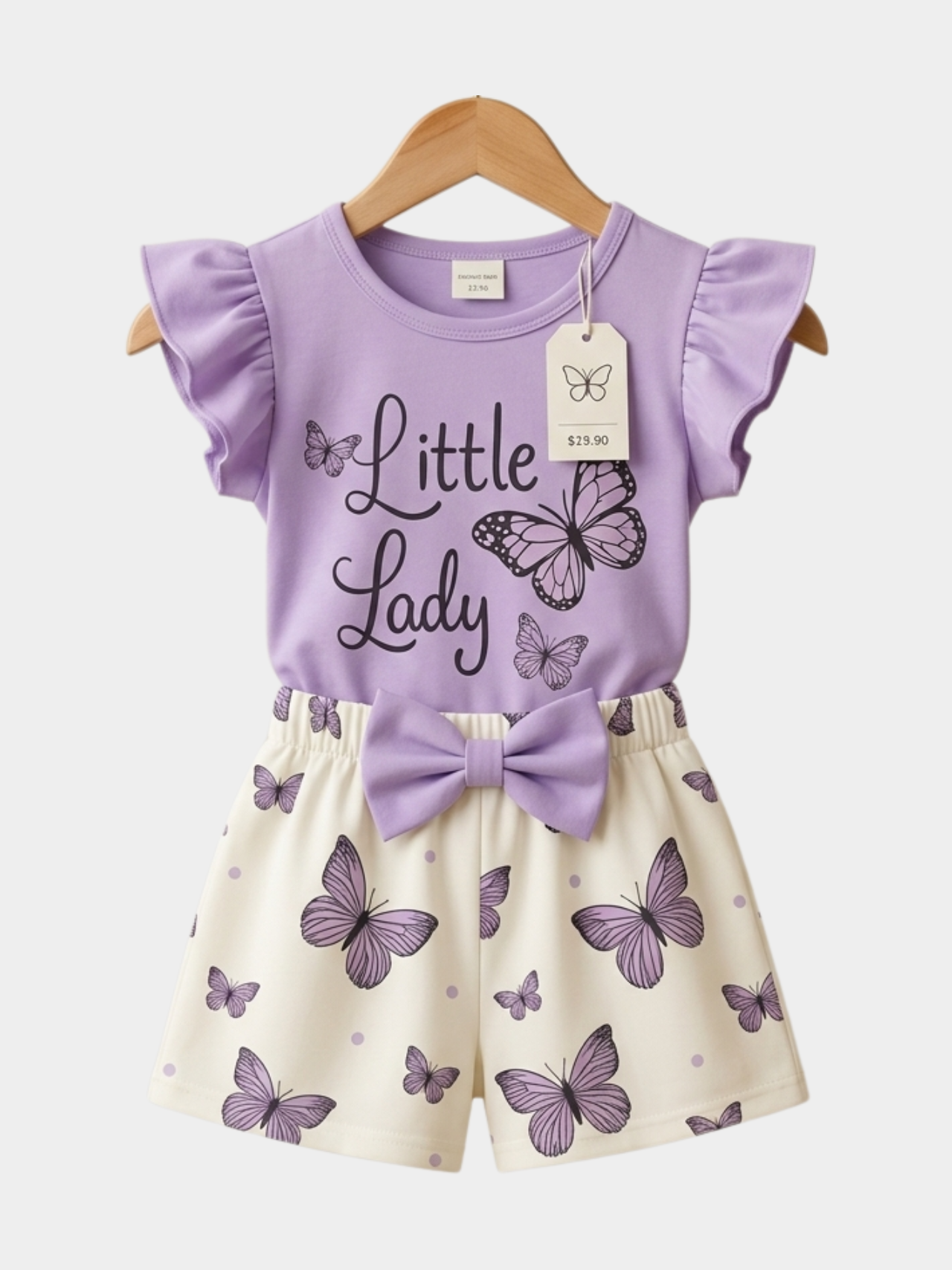 Little Lady Butterfly Purple Top & Shorts Set