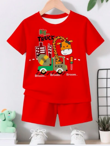 Boys Peek-a-Boo Teddy Bear T-shirt And Shorts Set