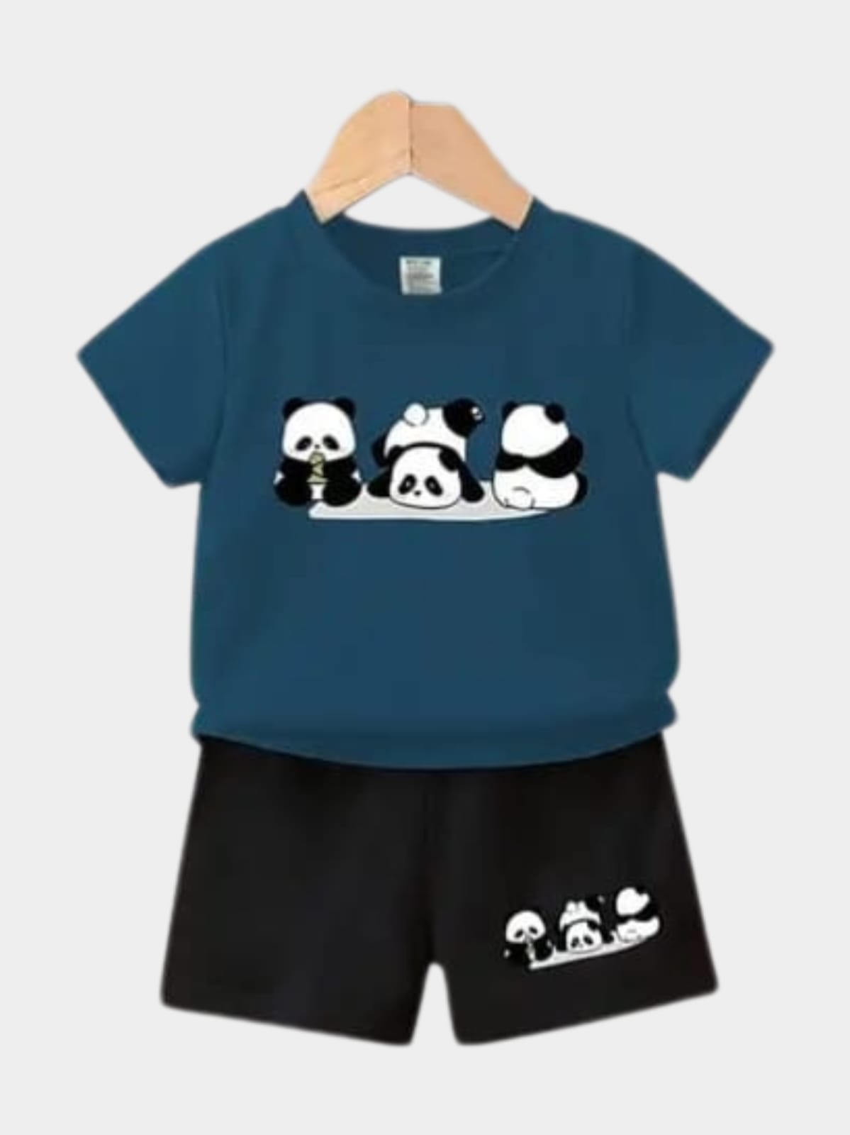 Cute Panda Graphic T-Shirt & Shorts Set