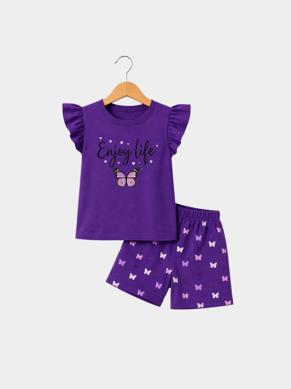 Enjoy Life Butterfly Purple Flutter Top & Shorts Set