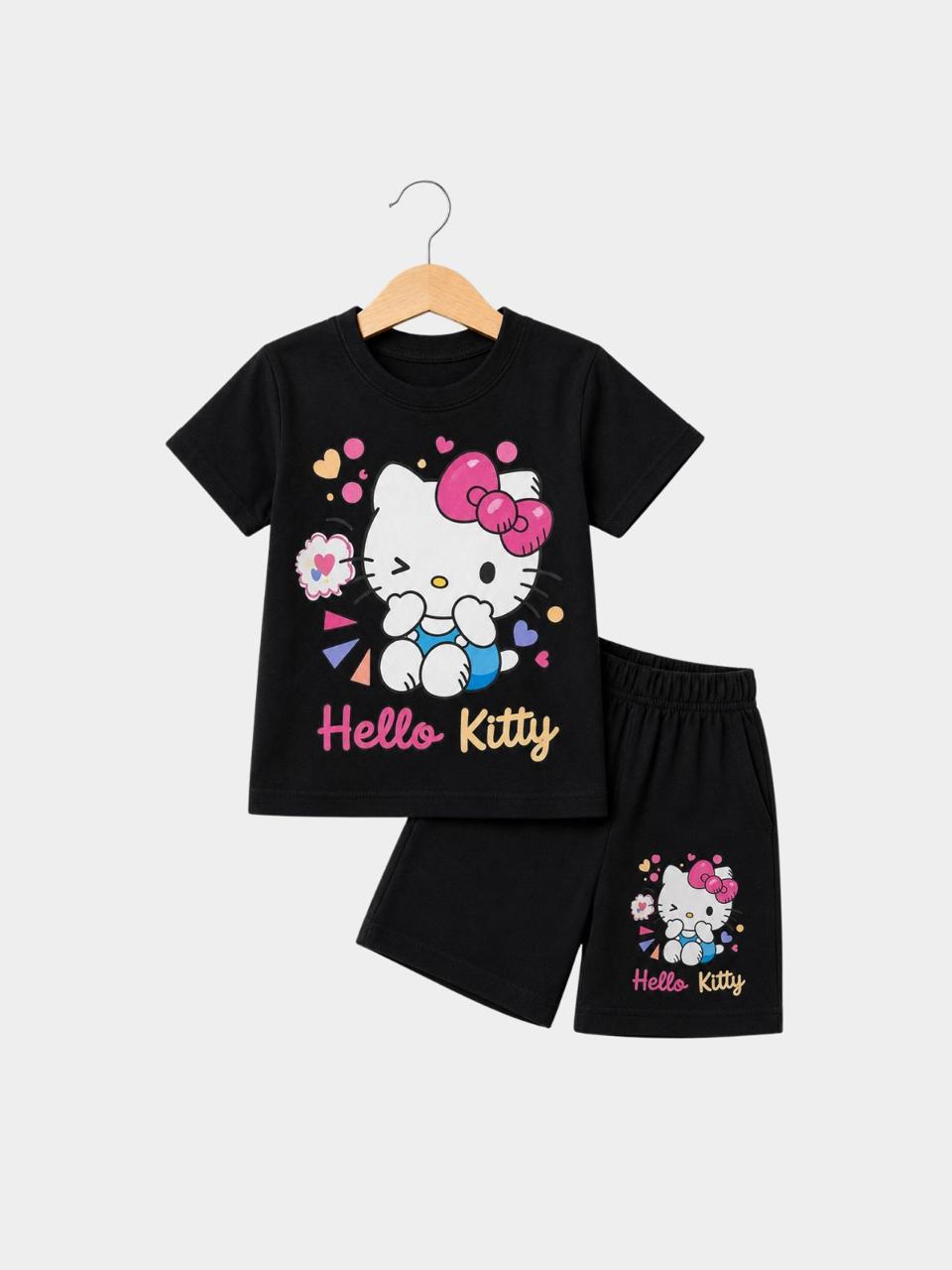 Hello Kitty Black T-Shirt & Shorts Set