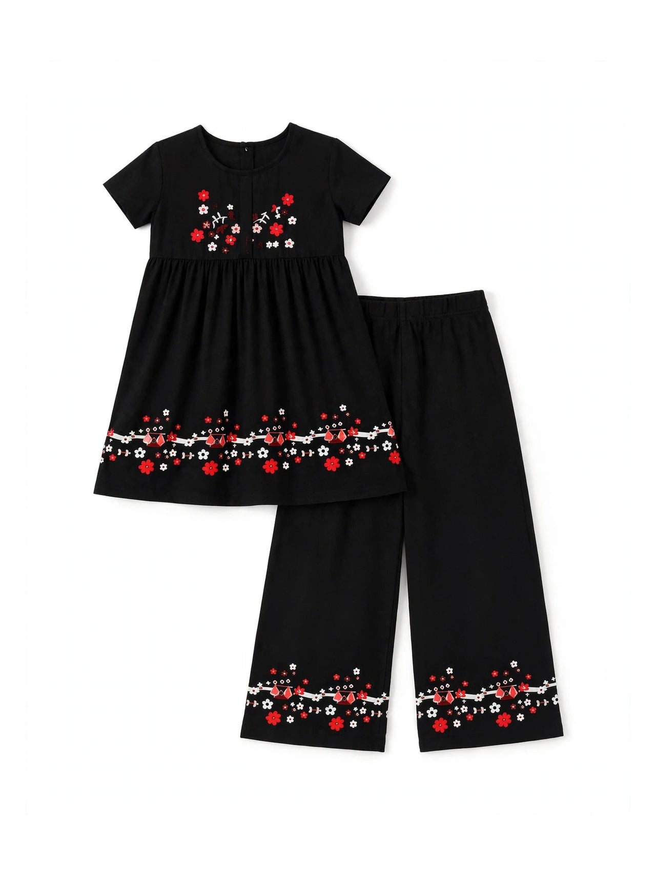 Black + Red Small Floral