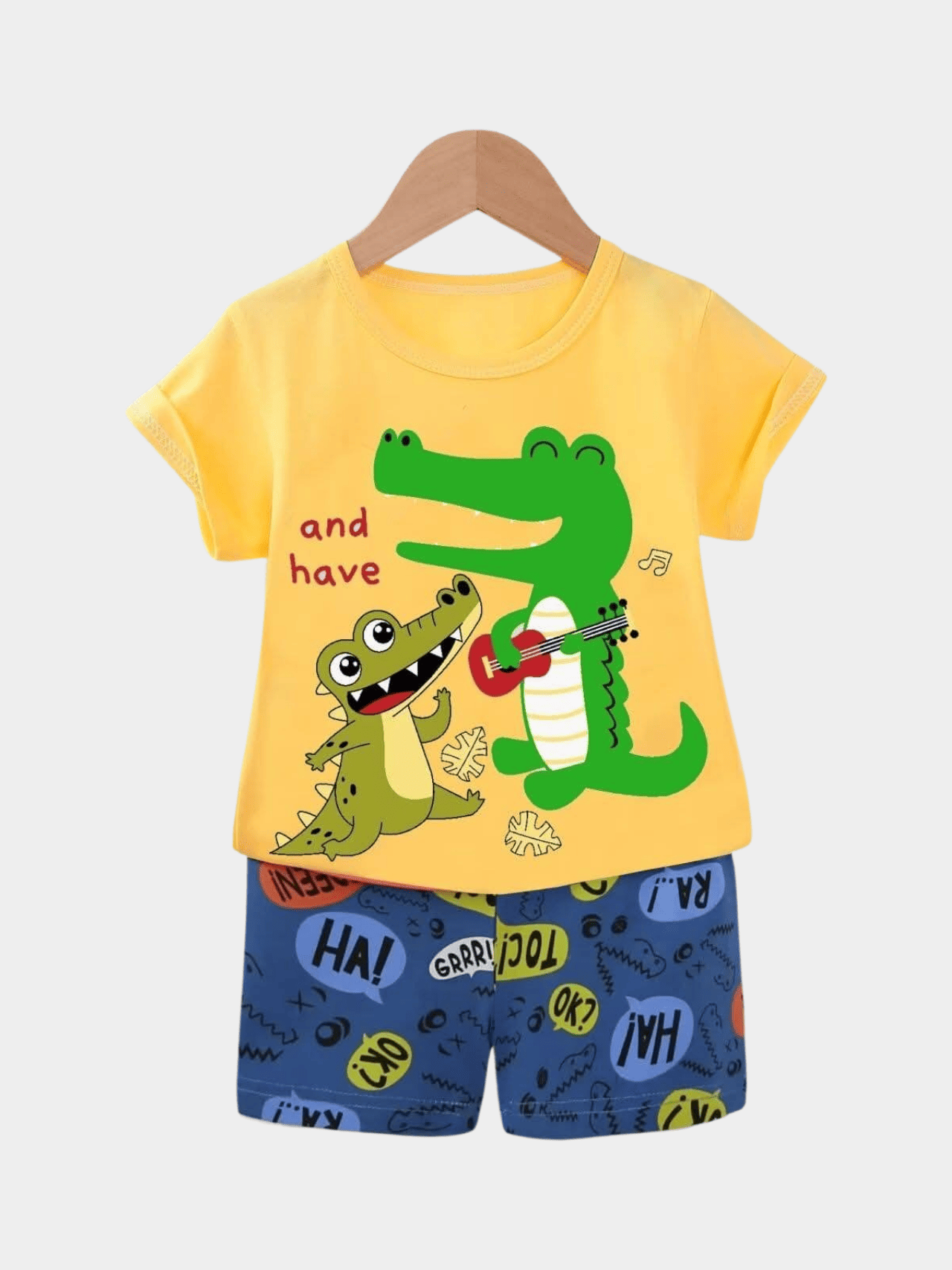 Boys Dino Yellow T-shirt & Shorts Set - ChildrenGoods