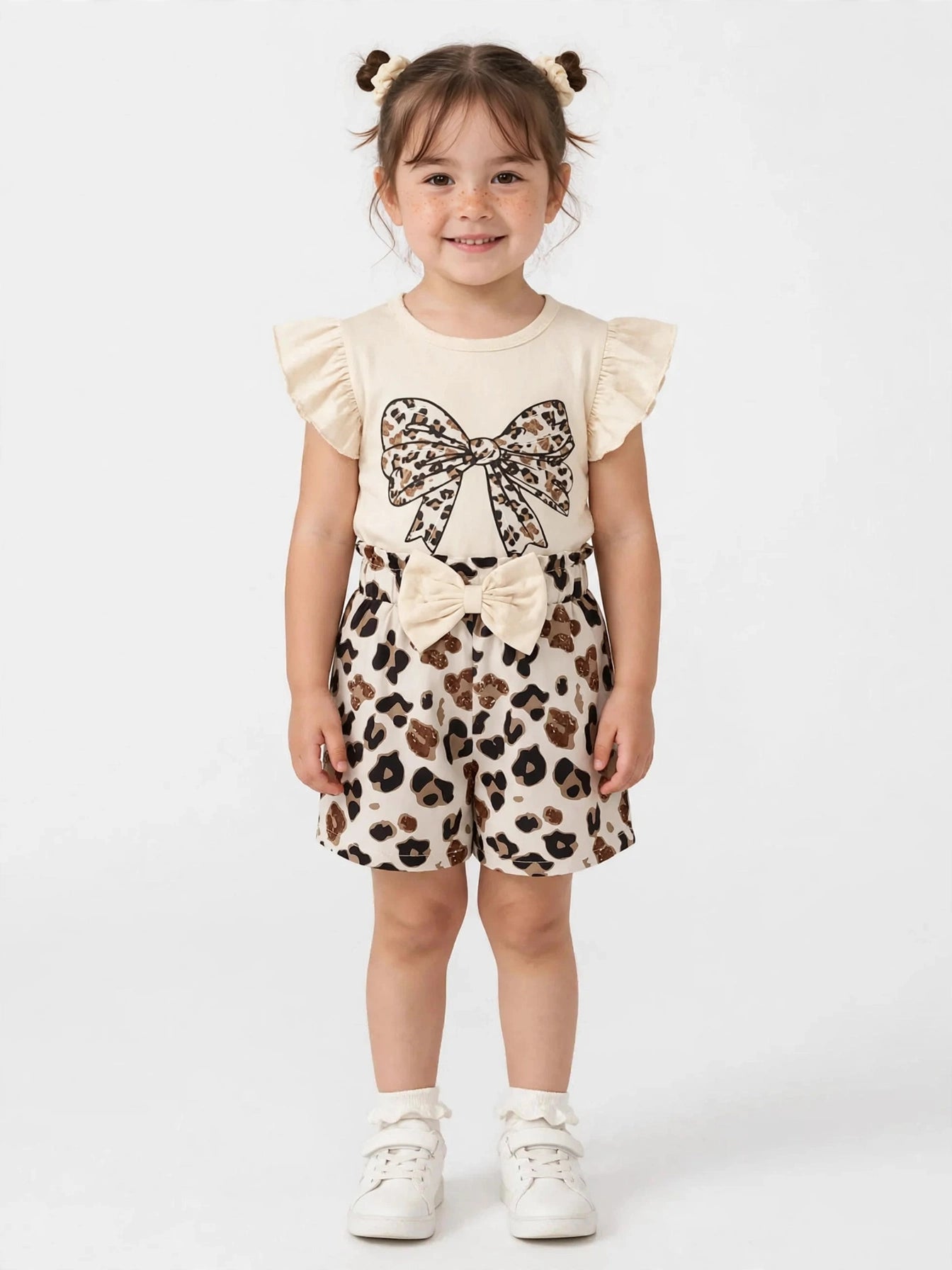 Bow Ruffle T-Shirt & Shorts Set