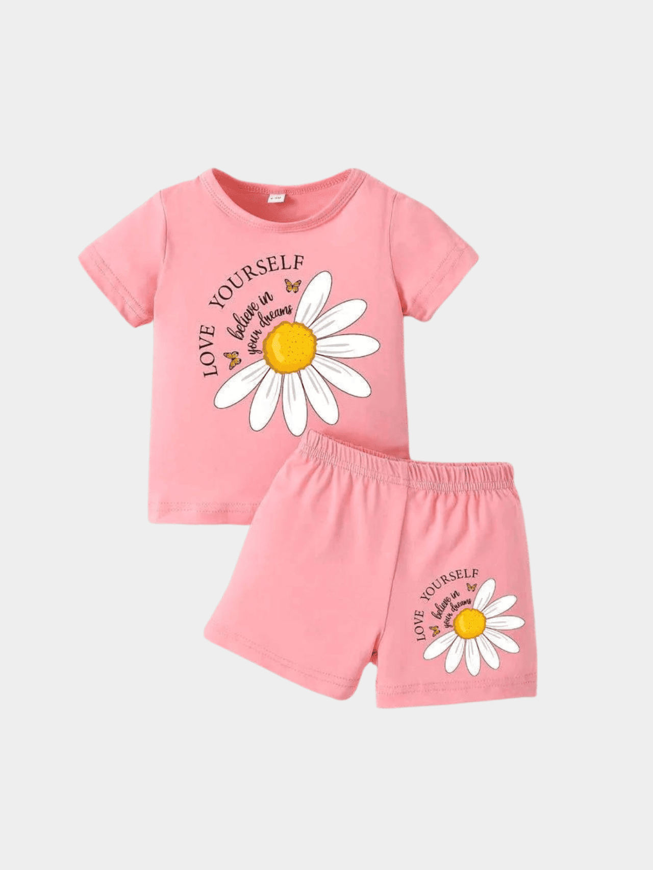 Girls Love Cat Style T-shirt And Shorts Set - ChildrenGoods