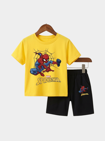Spider Man Yellow T-shirt And Shorts Set