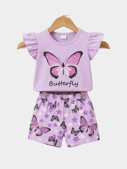 Butterfly Purple T-shirt And Shorts Set