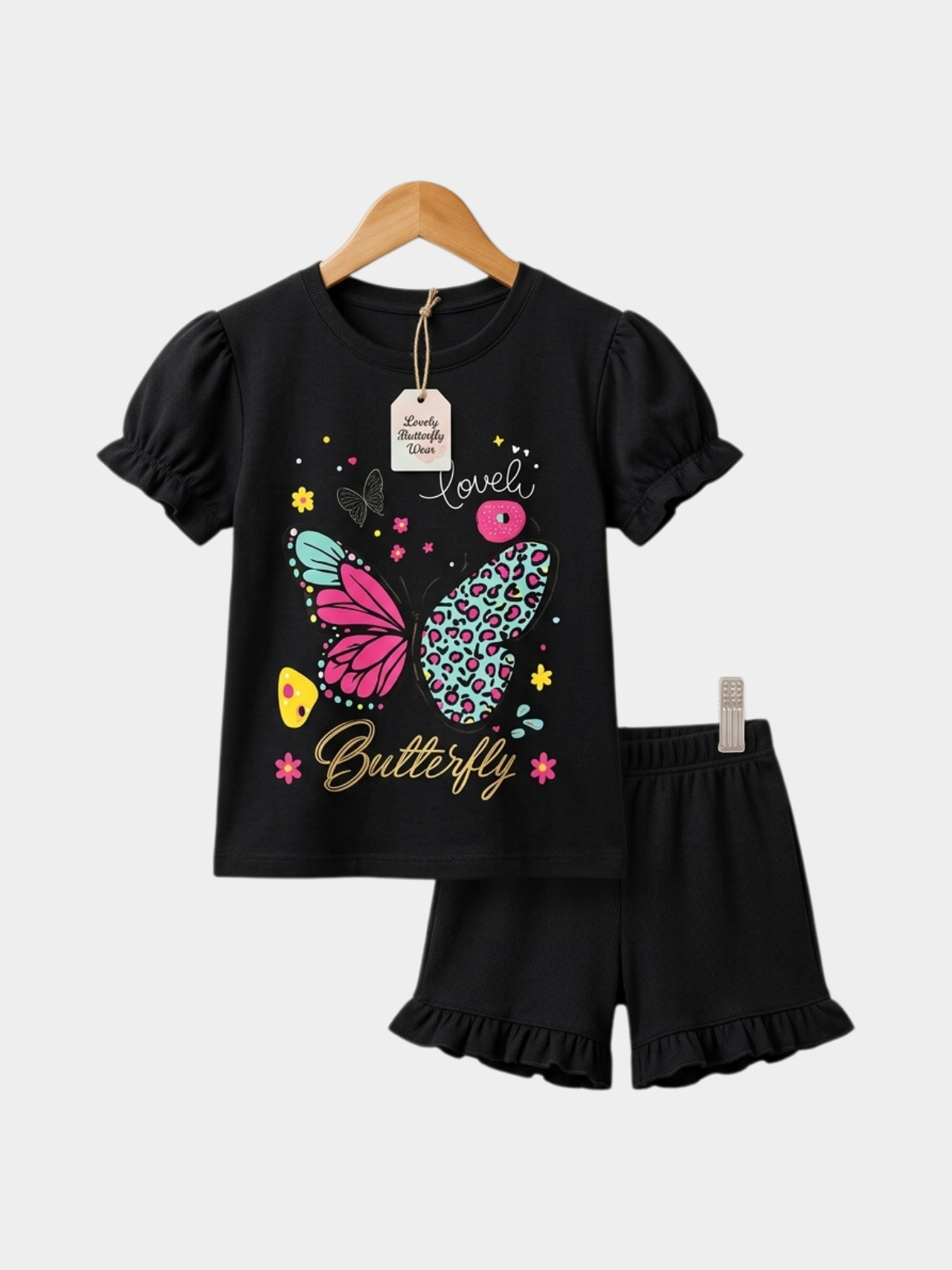Lovely Butterfly T-shirt And Shorts Set