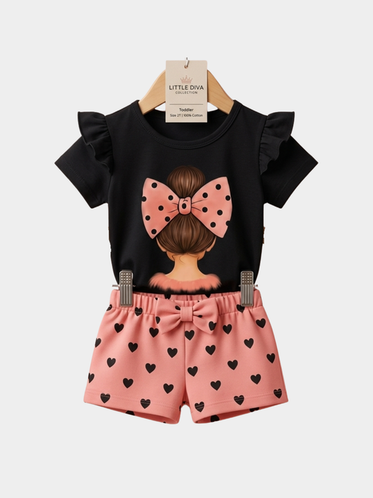 Bow Hair T-shirt And Shorts Set