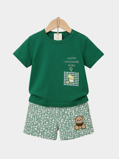 Green Boys T-shirt And Shorts Set