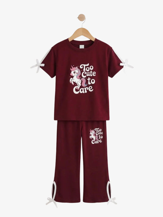 Girls Maroon & Long Pant Set