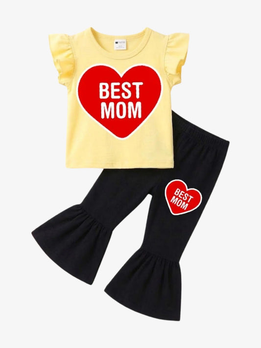 Toddler Girls Best Mom Flutter Sleeve & Flare Set