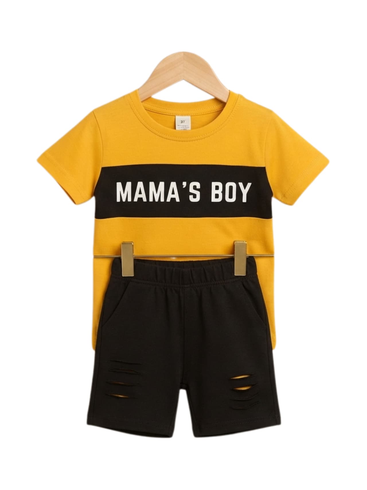 Mama's Boy Color Block T-Shirt & Shorts Set