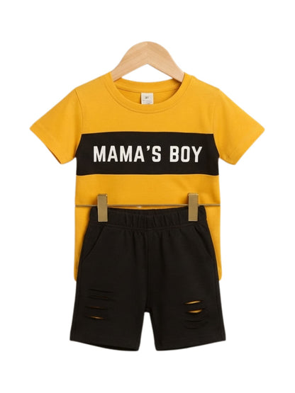 Mama's Boy Color Block T-Shirt & Shorts Set