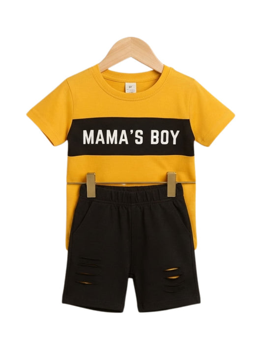 Mama's Boy Color Block T-Shirt & Shorts Set