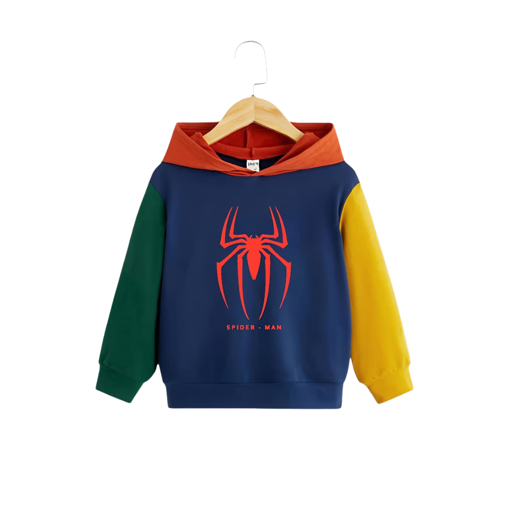 Spider Colour Block Hoodie – Navy/Multi