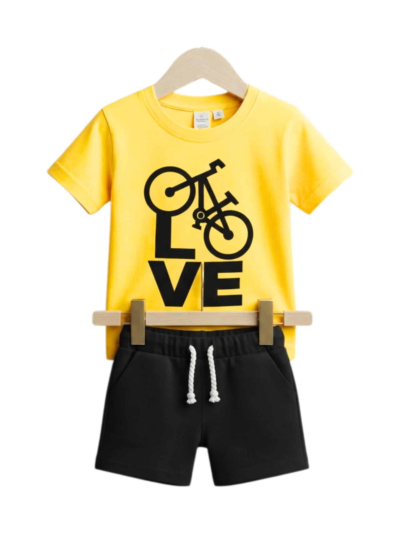 Bicycle Love Graphic T-Shirt & Shorts Set