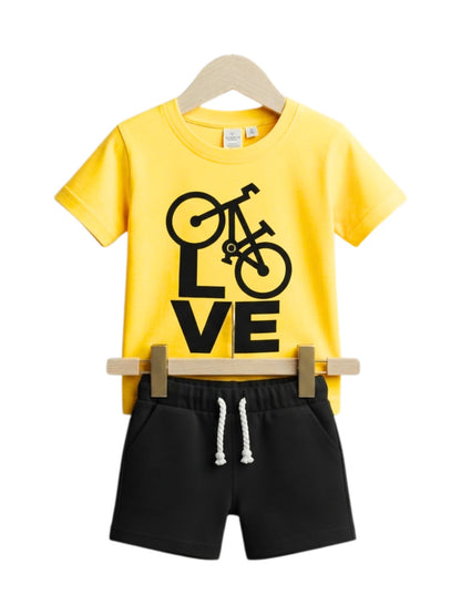 Bicycle Love Graphic T-Shirt & Shorts Set