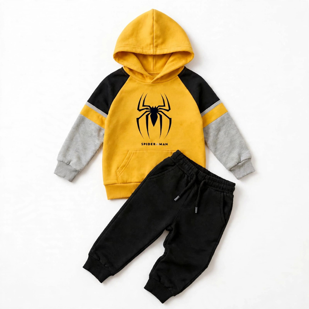 Spider Raglan Hoodie & Jogger Set – Yellow/Black