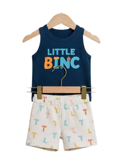 Little Binc Graphic Tank & Printed Shorts Set