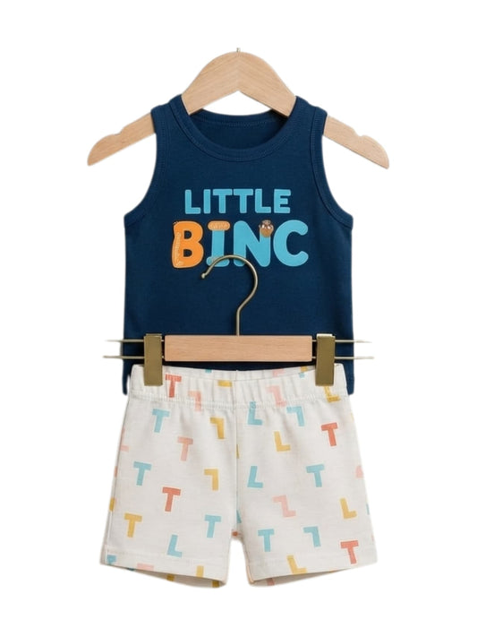 Little Binc Graphic Tank & Printed Shorts Set