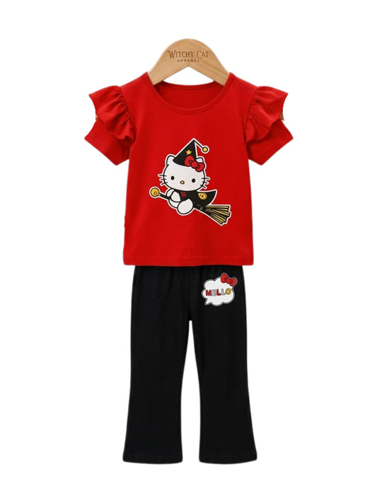 Witchy Cat Halloween Outfit Set