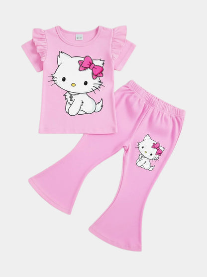 Charmmy Kitty Pink Flutter Sleeve Bell-Bottom Set