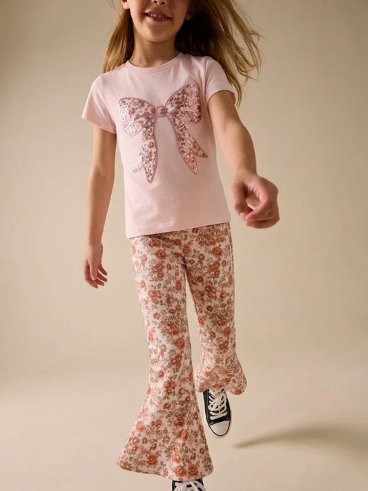Girls Graphic Tee & Long Pant Set – C