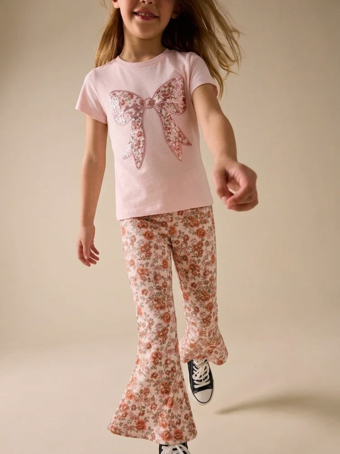 Girls Graphic Tee & Long Pant Set – C