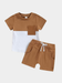 Contrast Solid T-shirt And Shorts Set