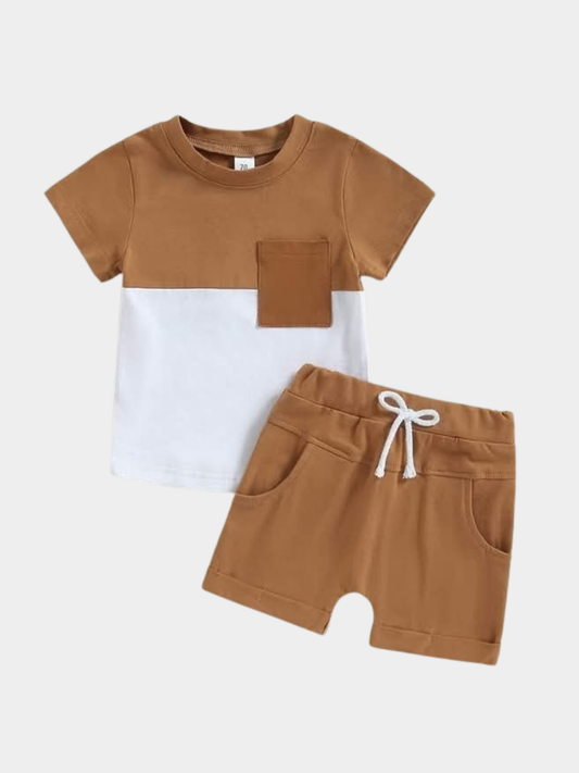 Contrast Solid T-shirt And Shorts Set