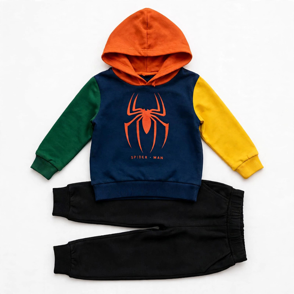 Spider Colour Block Hoodie & Jogger Set – Navy/Black