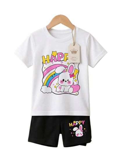 Happy Bunny Rainbow Print Outfit Set