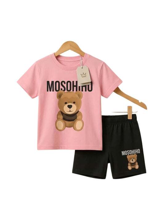 Teddy Bear Logo Print Outfit Set