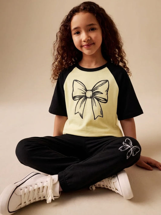 Girls Printed Tee & Long Pant Set