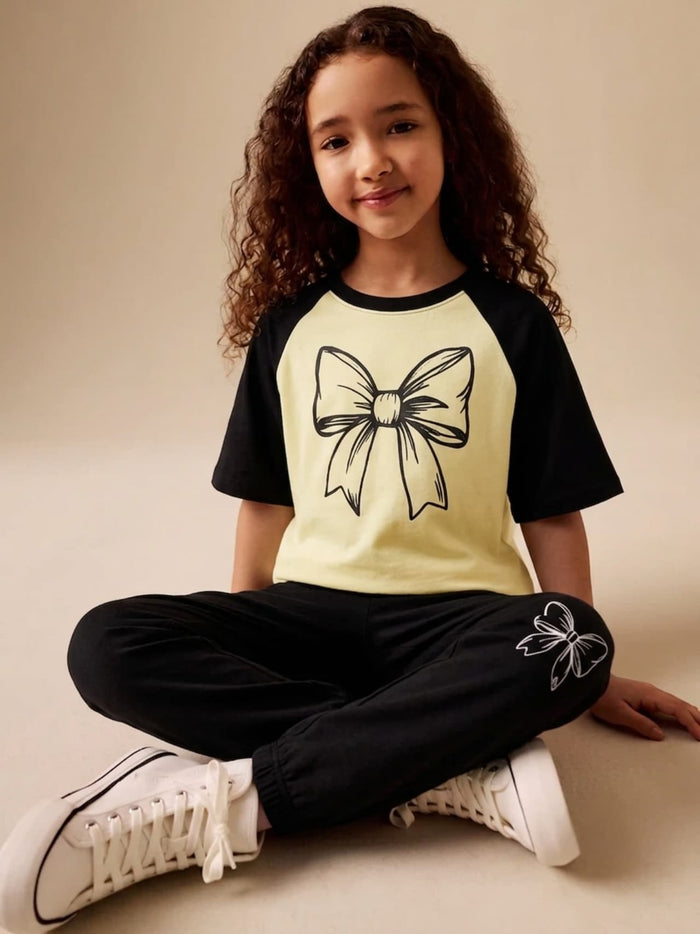 Girls Printed Tee & Long Pant Set