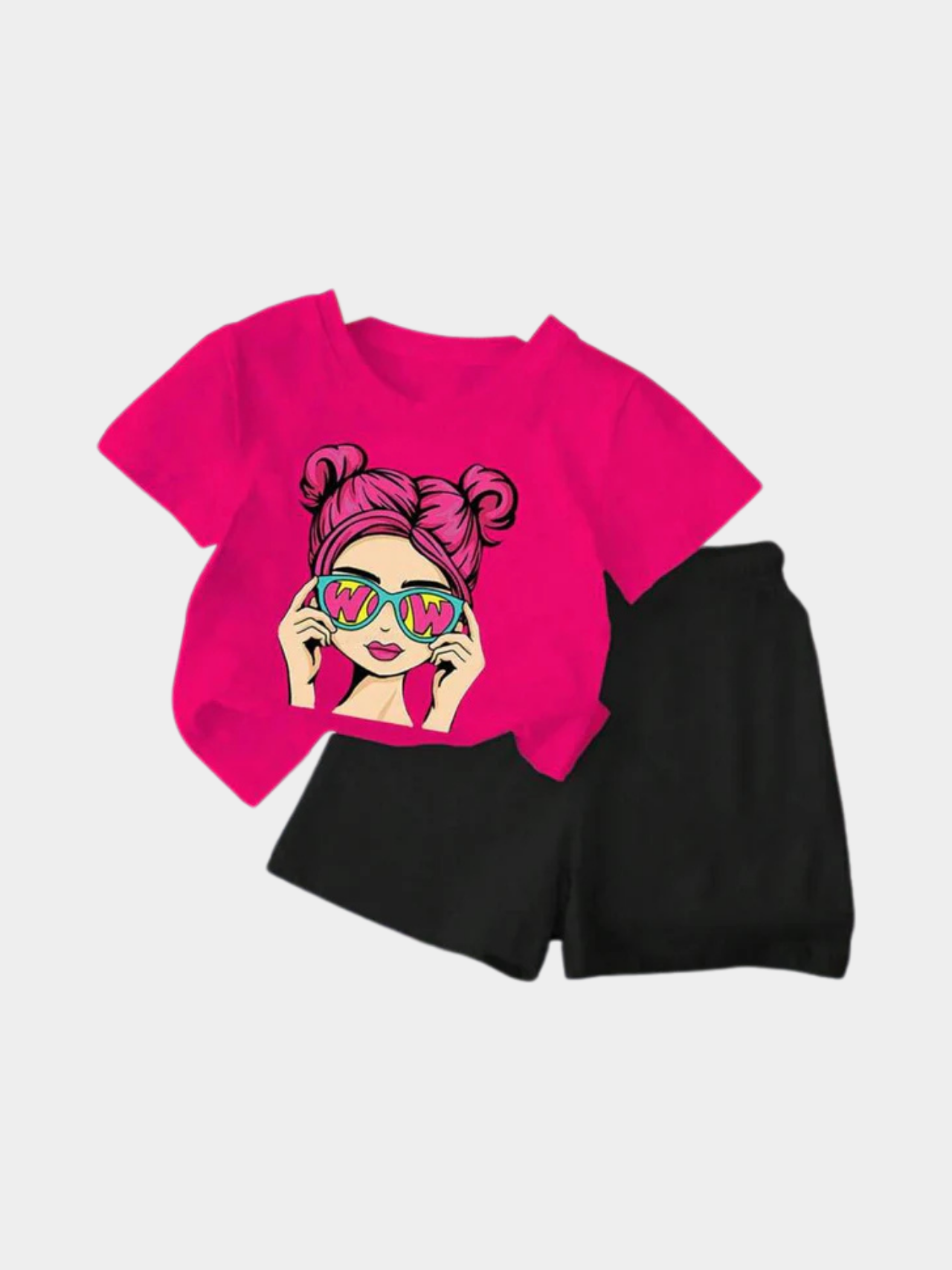 Pink Girls T-shirt And Shorts Set