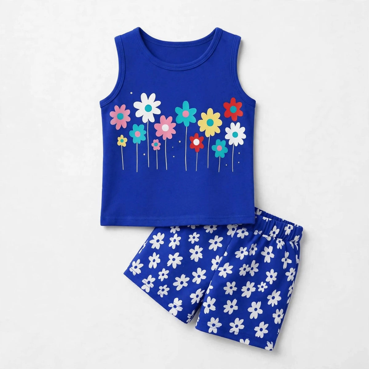 Blue Floral T-Shirt & Shorts Set