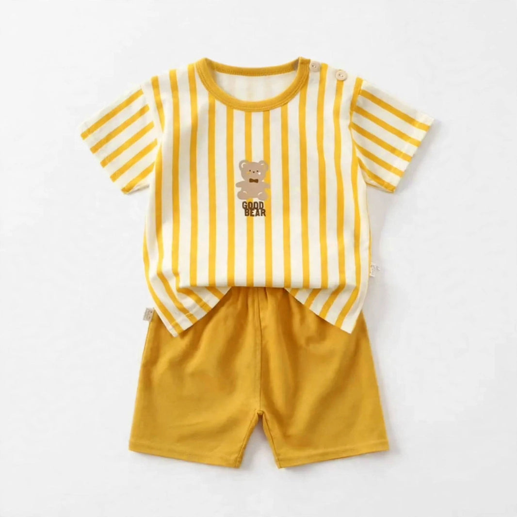 Yellow Stripe T-Shirt & Shorts Set