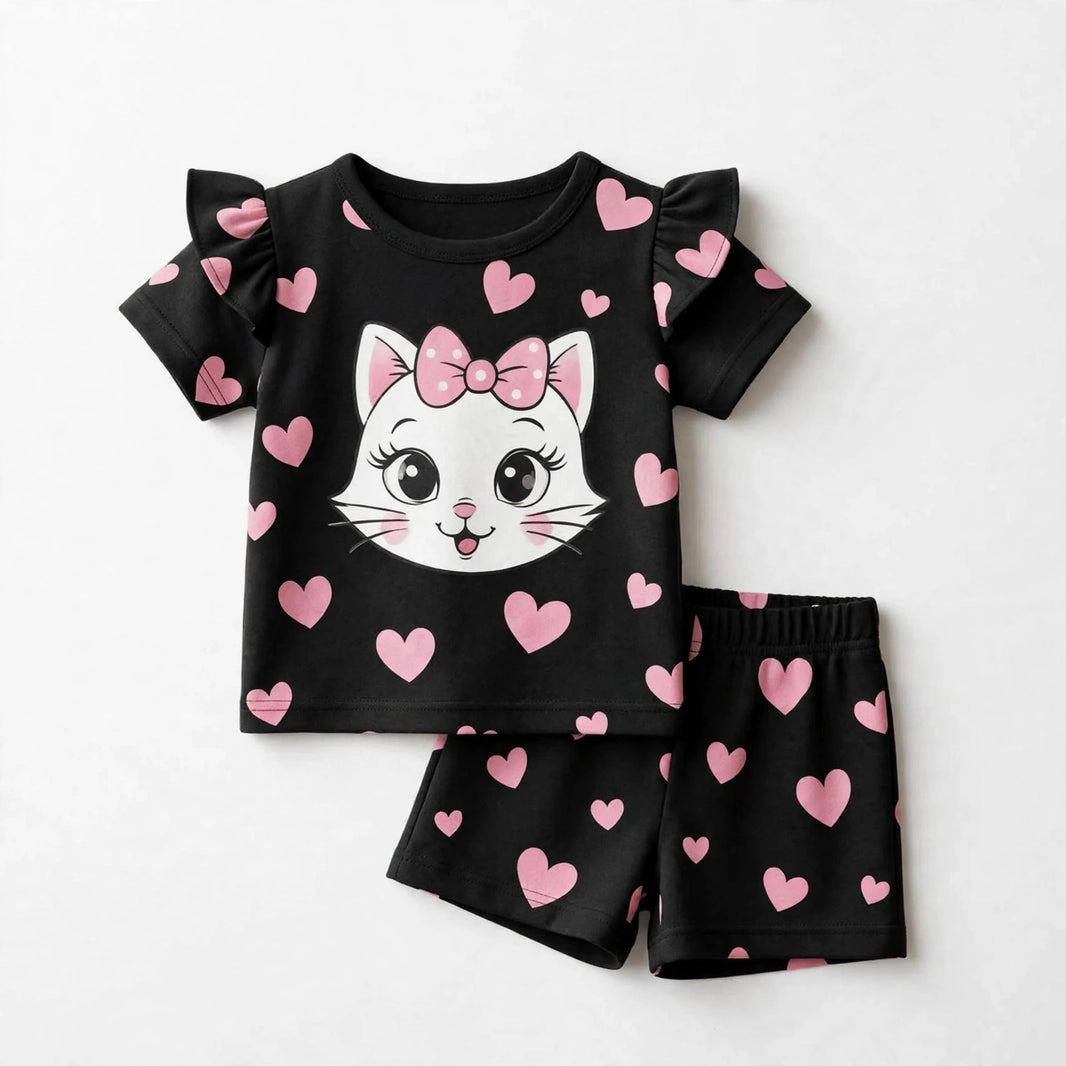 Cat Love T-Shirt & Shorts Set
