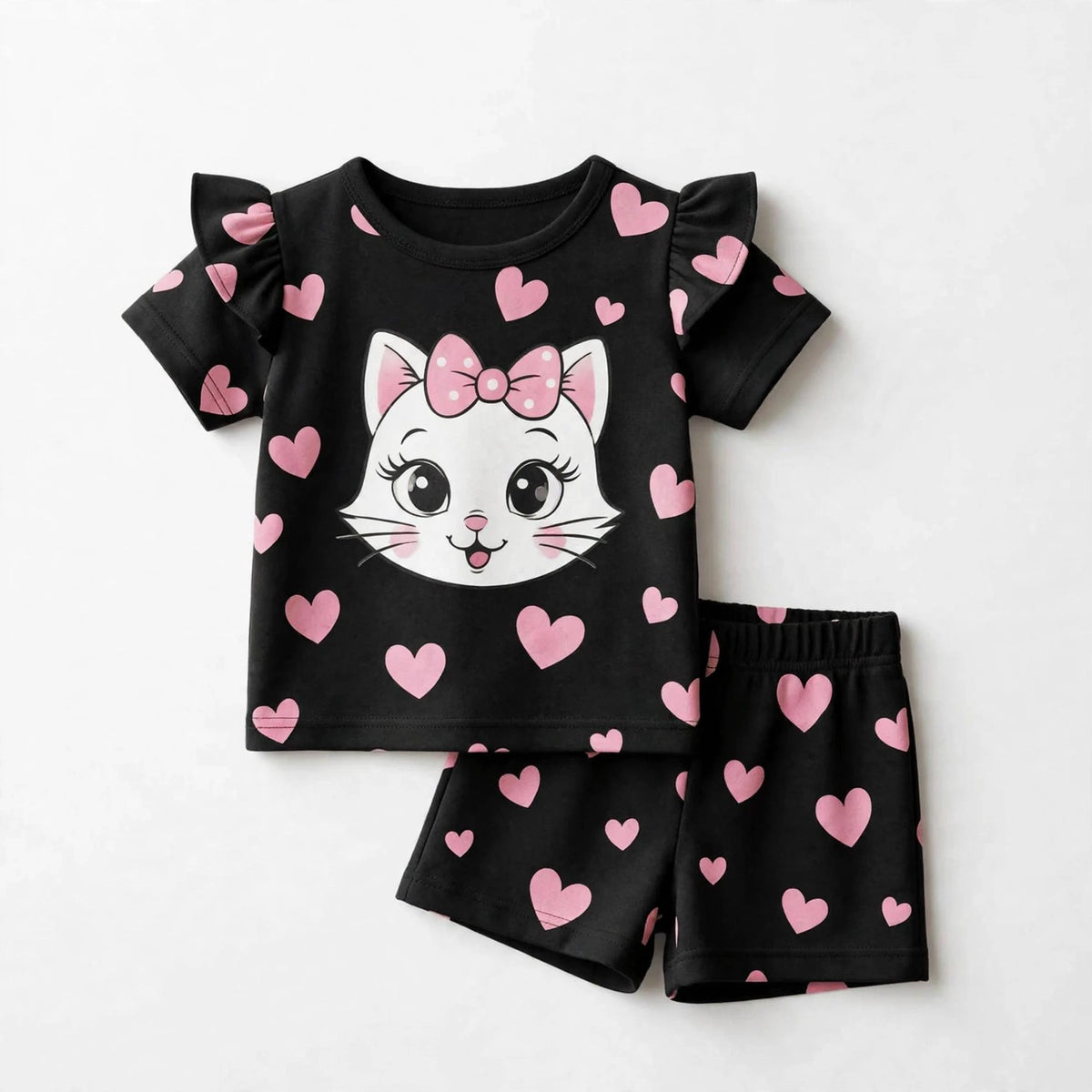 Cat Love T-Shirt & Shorts Set