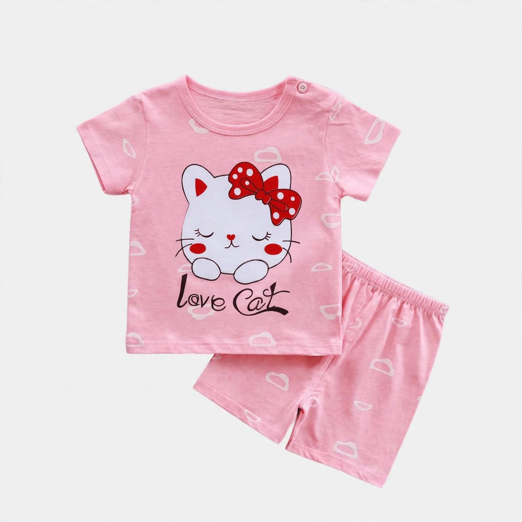 Love Cat Style T-Shirt & Shorts Set
