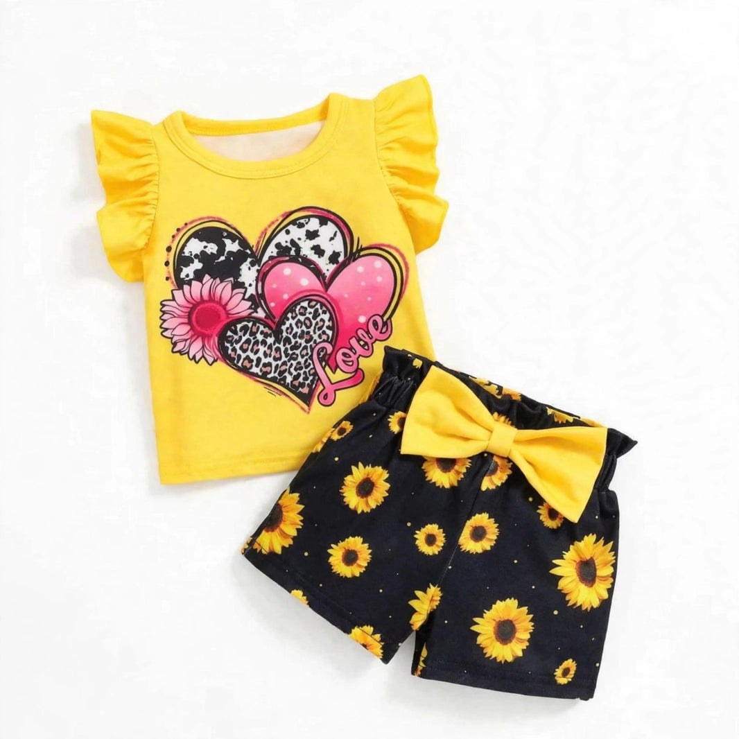 Yellow Love T-Shirt & Shorts Set