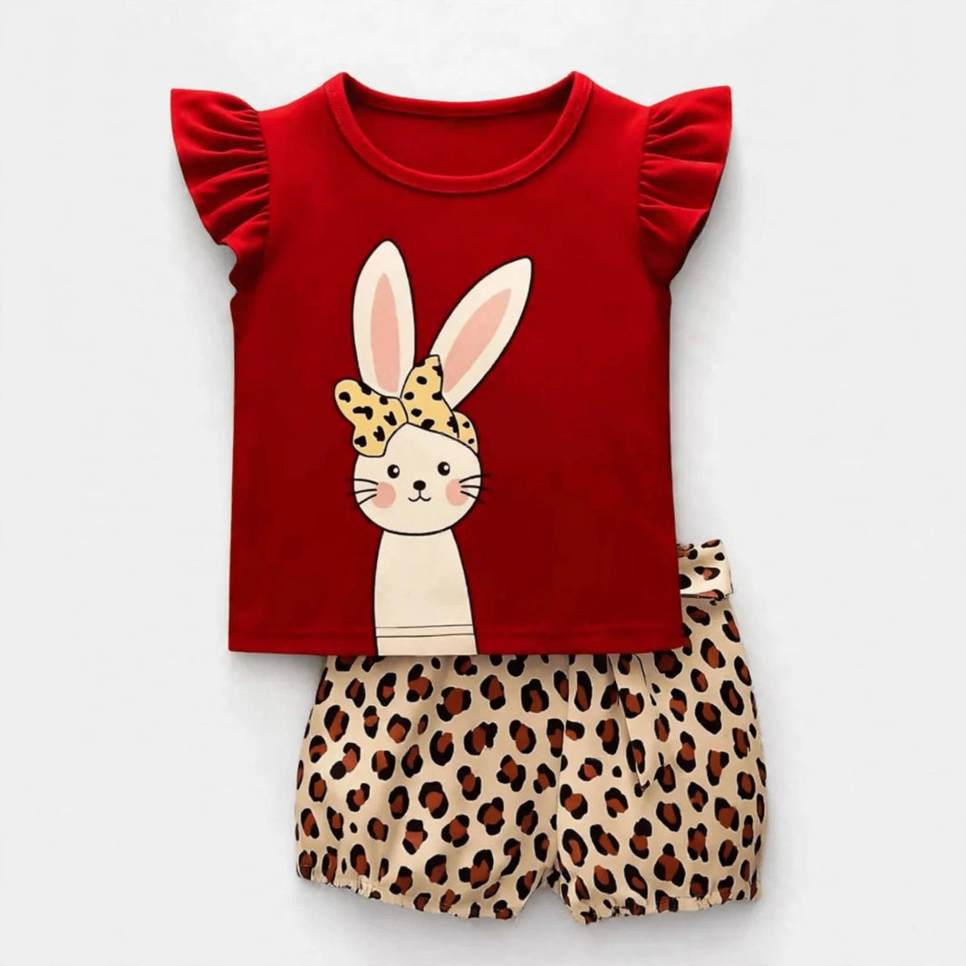 Animal Ruffle T-Shirt & Shorts Set