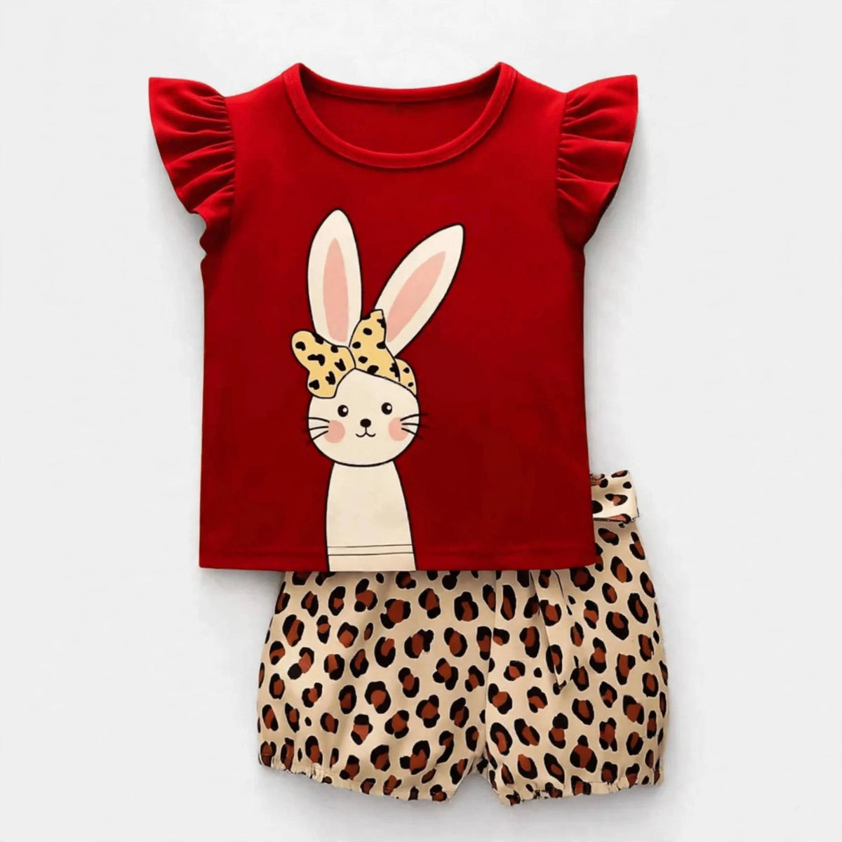 Animal Ruffle T-Shirt & Shorts Set