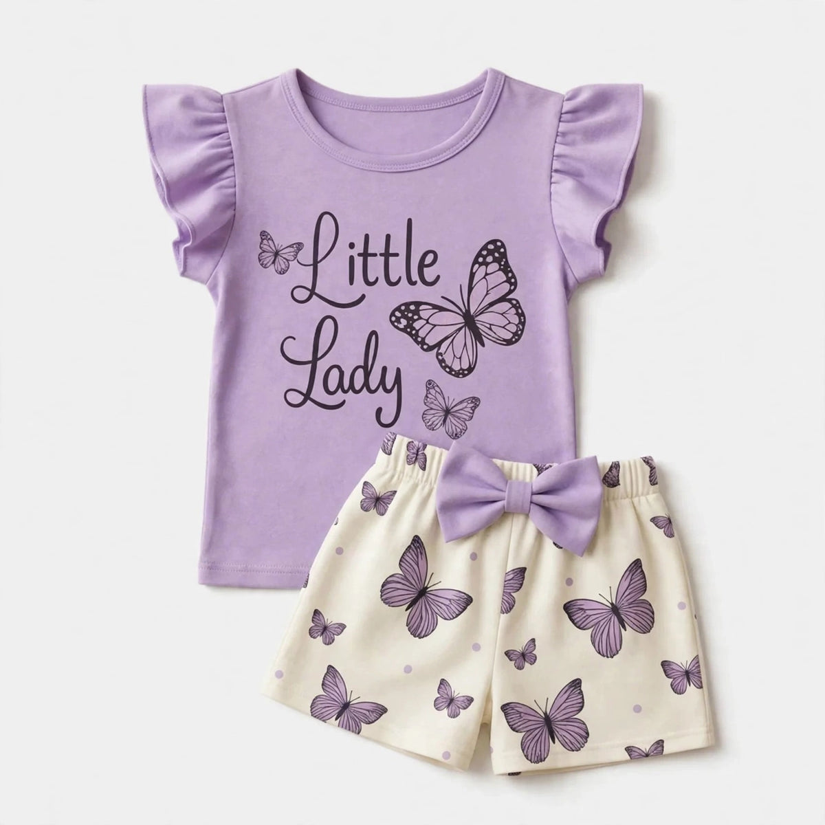 Little Lady Butterfly Purple Top & Shorts Set