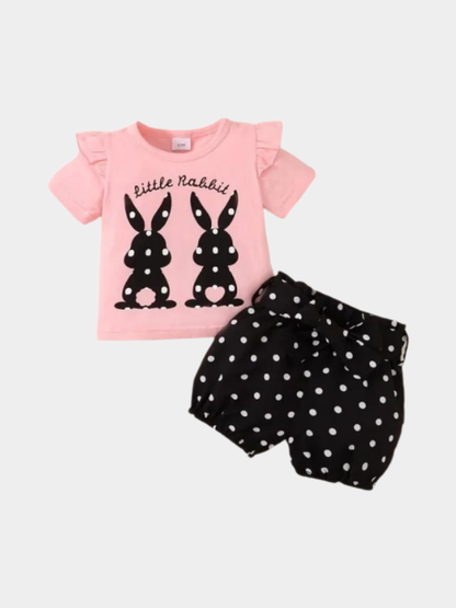 Rabbit Pink T-Shirt & Shorts Set