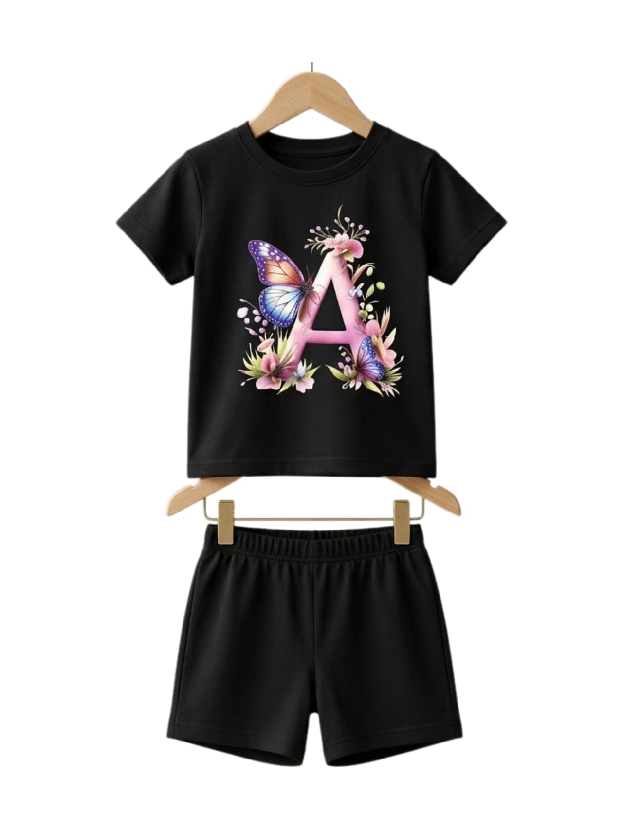 Butterfly Letter Print Outfit Set